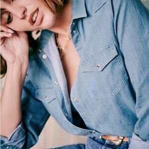 Sezane Servanne Light Blue Denim Top